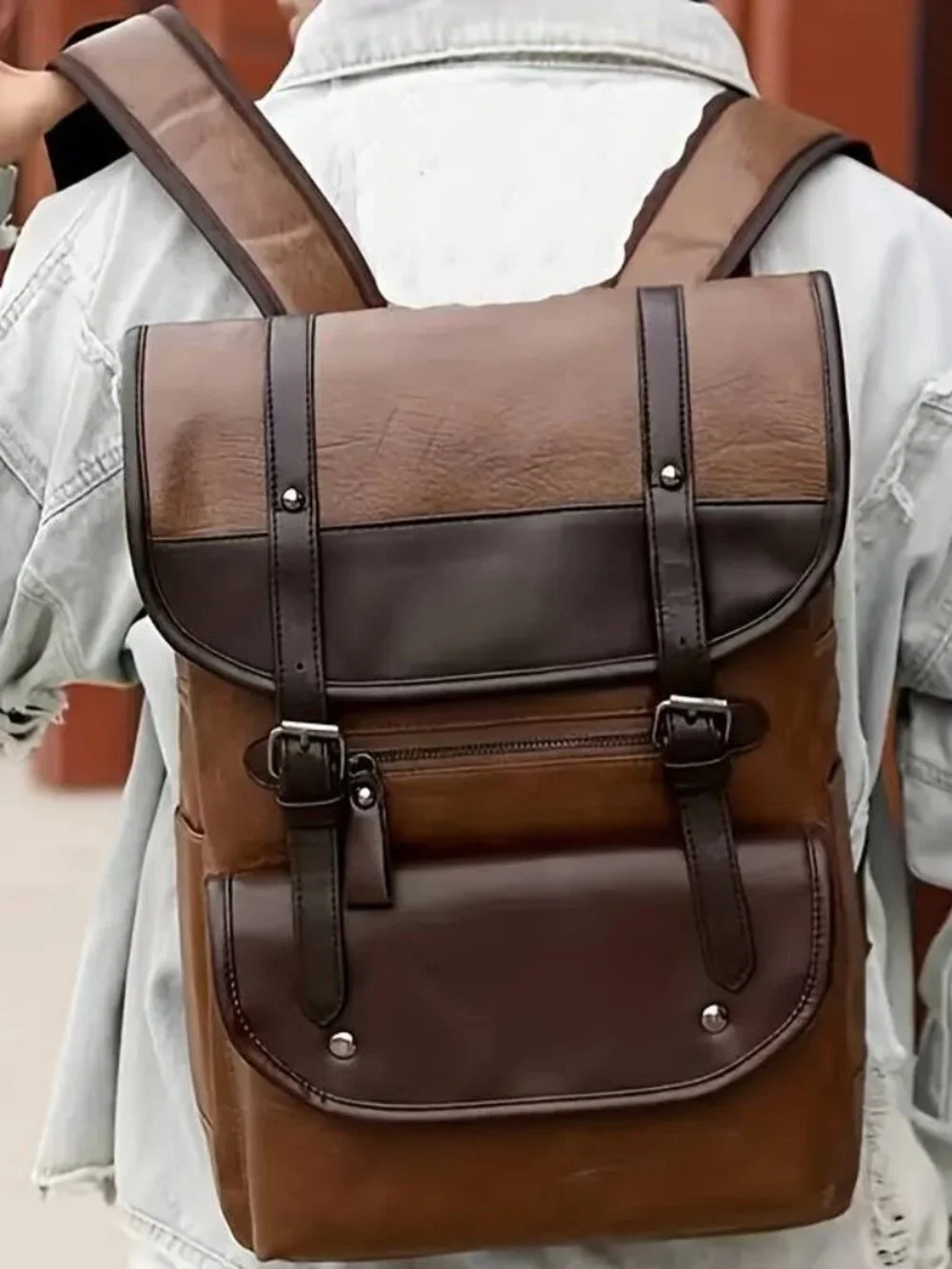 Vintage Laptop Synthetic Leather Backpack School Bag Men Large Capacity High